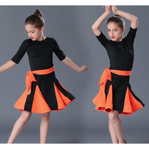 Girls latin dress for kids performance competition red mint fuchsia ballroom salsa chacha dance dress
